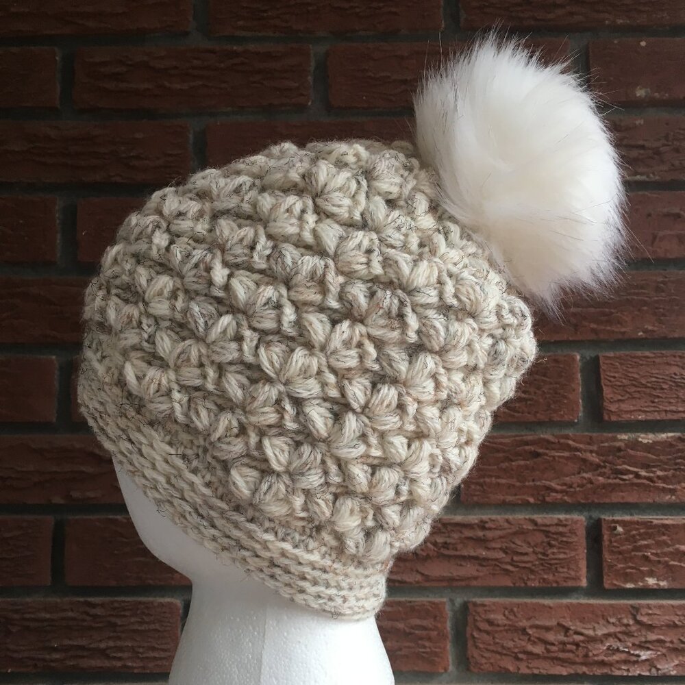 Crochet Blossom Beanie| Handmade Crochet Beanie with Pompom